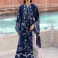 Flow By Crimson Unstitched Embroidered 3 Piece Suit Manifested Meadows - D7B (Midnight Blue)