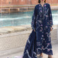 Flow By Crimson Unstitched Embroidered 3 Piece Suit Manifested Meadows - D7B (Midnight Blue)