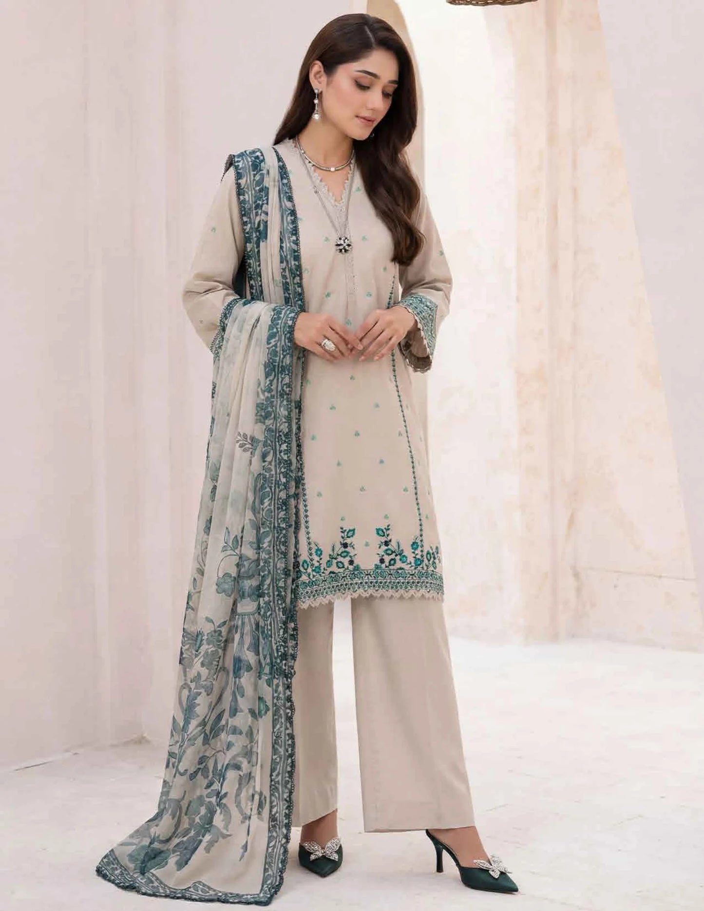 AMAL Spring Pret by Allys – Premium Embroidered Cambric 3PC Stitched Suit