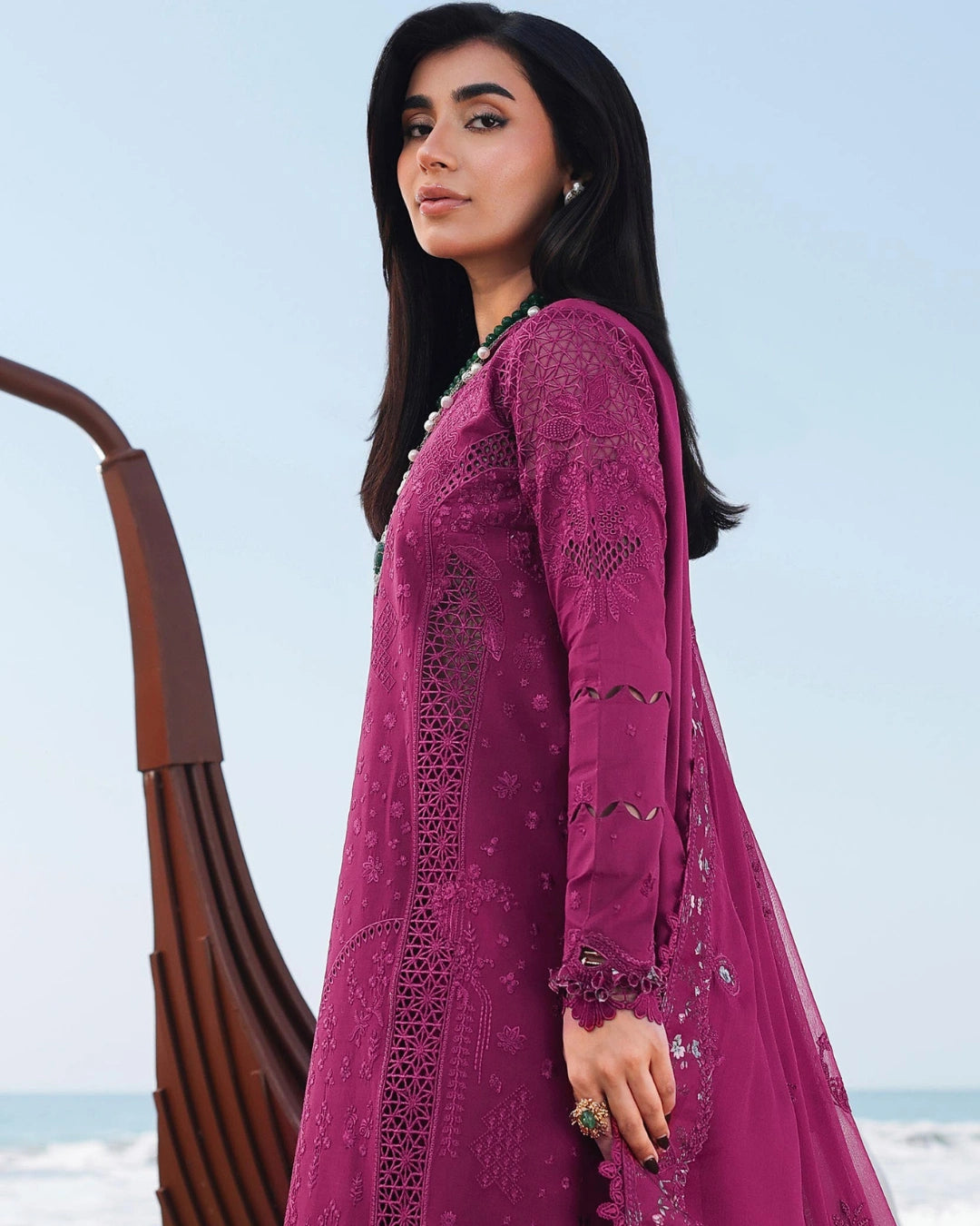 Qalamkar 3-Piece Chikankari Embroidered Luxury Lawn Suit (Unstitched) SA #01