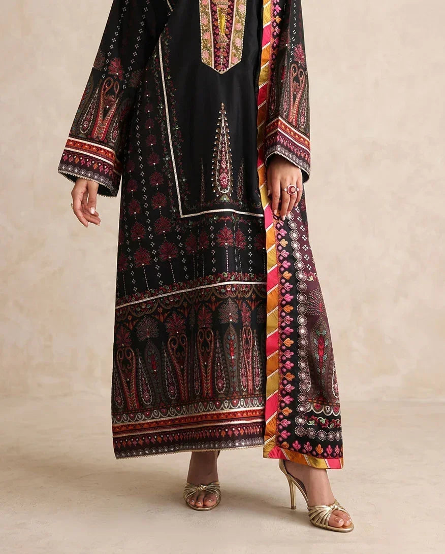 Hemline by Mushq Nirvana 26 Embroidered 3-Piece Unstitched Suit (Star off Duty)