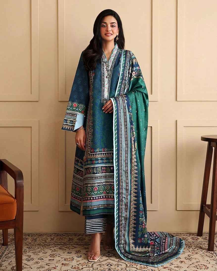 Hemline by Mushq Nirvana 26 Embroidered 3-Piece Unstitched Suit (Scene Stealer)