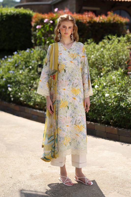 Print Kaari by Raaya – 2 Piece Unstitched Printed & Embroidered Lawn Suit (IVORIA)