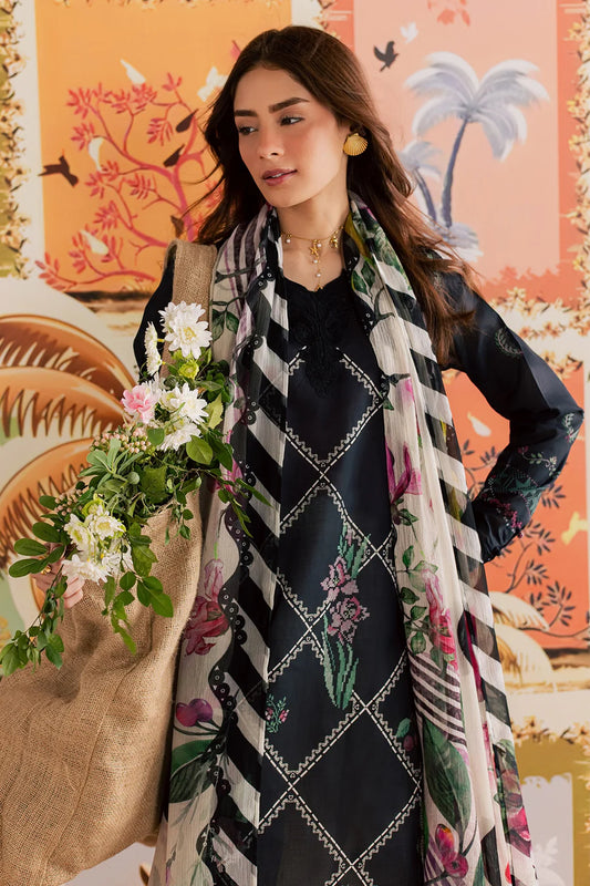 Nureh Embroidered & Printed Lawn paired Stitched 3 Piece Suit (NP-799)