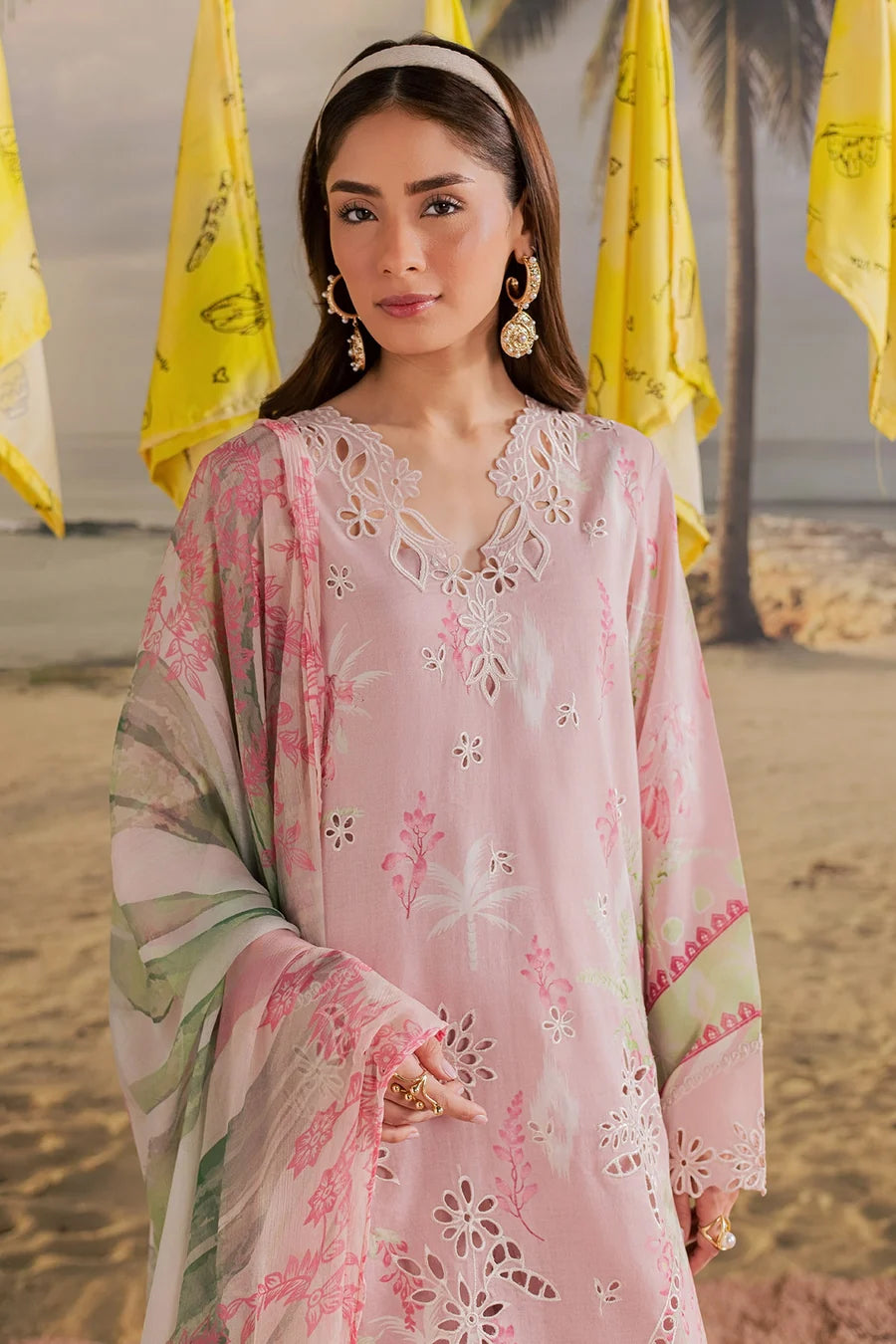 Nureh Embroidered & Printed Lawn paired Stitched 3 Piece Suit (NP-804)