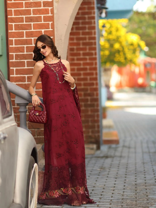 Noor Luxe Chikankari 3-Piece Unstitched Lawn Embroidered Suit (D8 - A)