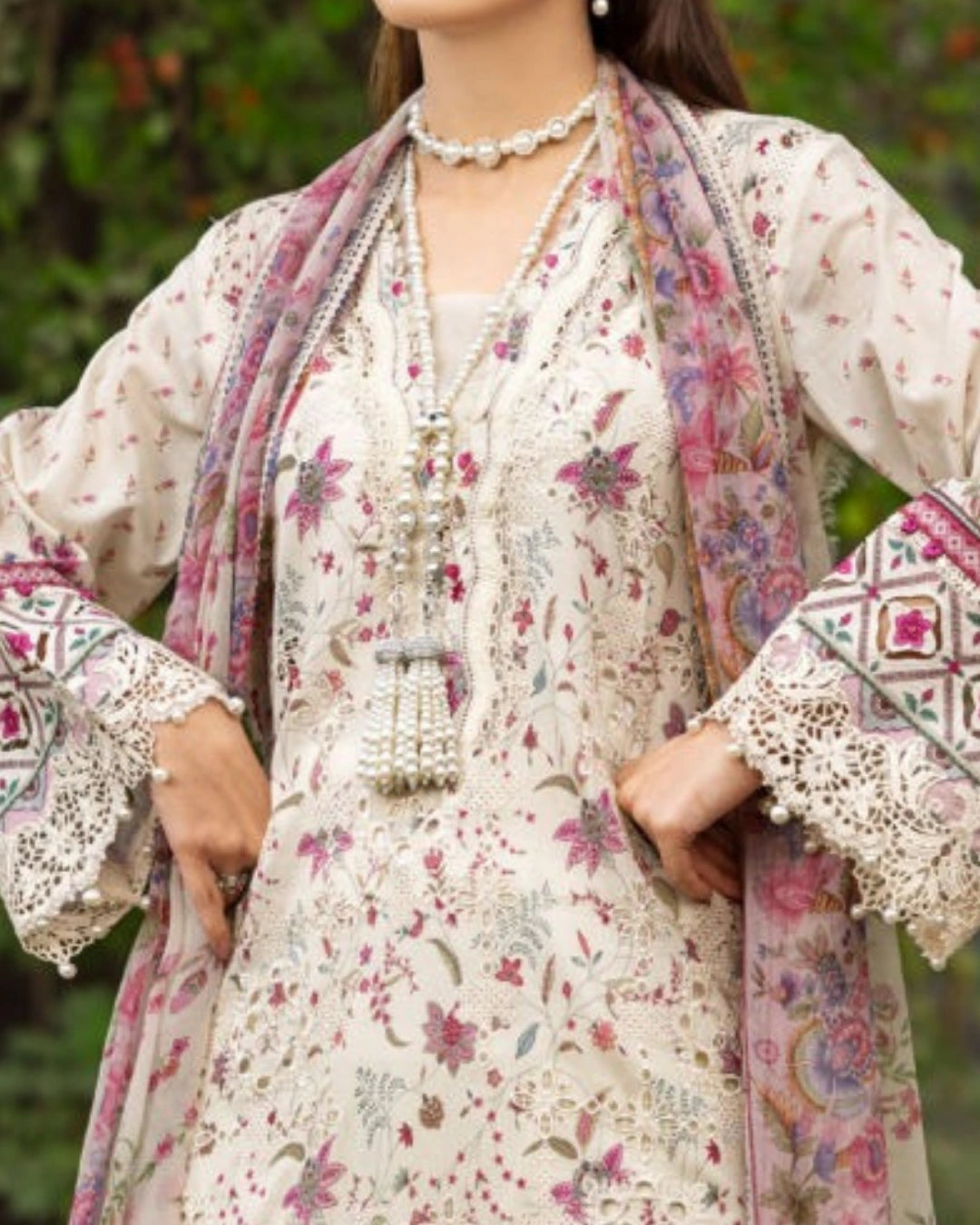 ELAF PREMIUM - Chikankari - Prints Collection with Chiffon (unstitched)