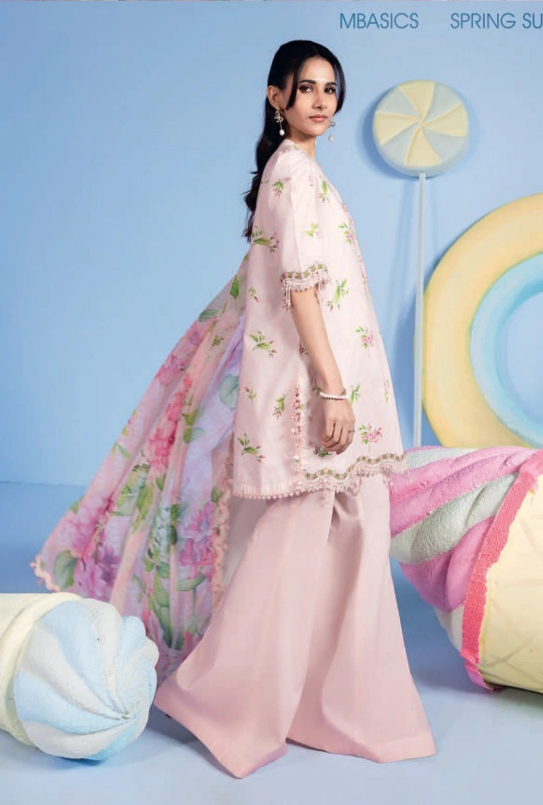 MariaB MBasics Printed & Embroidered Lawn Unstitched 3 Piece Suit (unstitched)