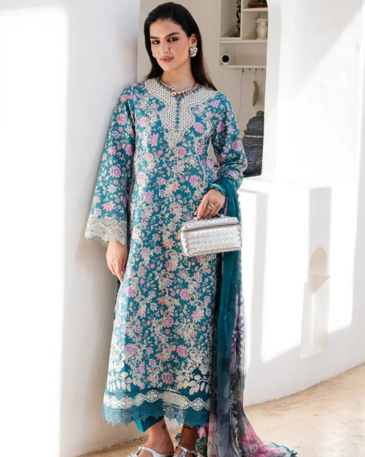 Aabyaan Shezlin Chikankari Lawn 2026 – Embroidered 3 Piece Suit (AZ-01)