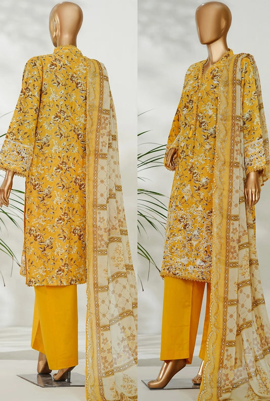 Amna Khadija Ismet Chikankari Embroidered Bana Dora Lawn Stitched 3-Piece Suit – AKC-06 | Yellow | Summer Collection 2026