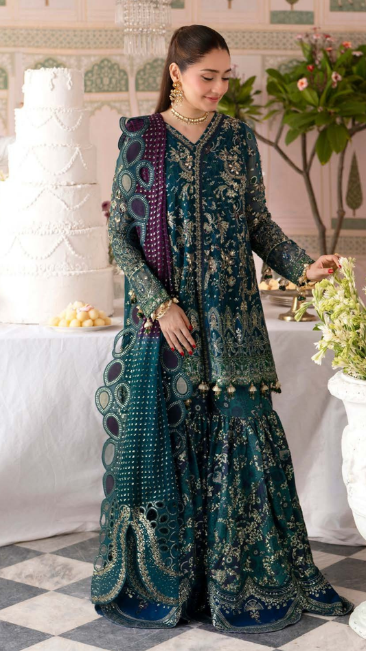 Nureh Jhoomro Embroidered Unstitched 3 peice Luxury Formals suite 2026 (NL-94)
