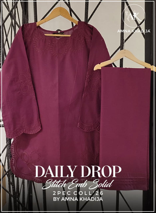 Daily Drop Embroidered Lawn 2 Piece Suit by Amna Khadija (Stitched)
