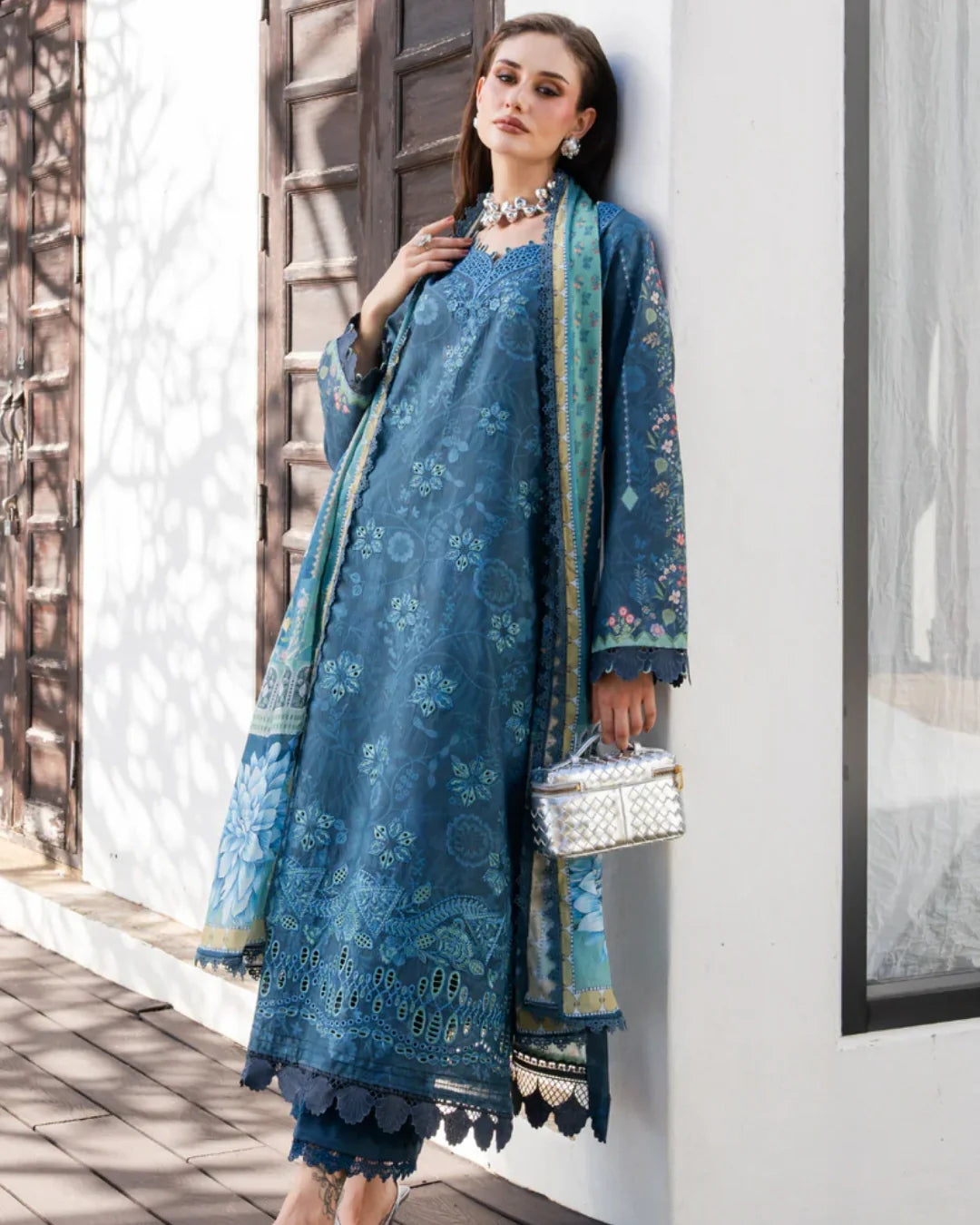 Aabyaan Shezlin Chikankari Lawn 2026 – Embroidered 3 Piece Suit (AZ-08)