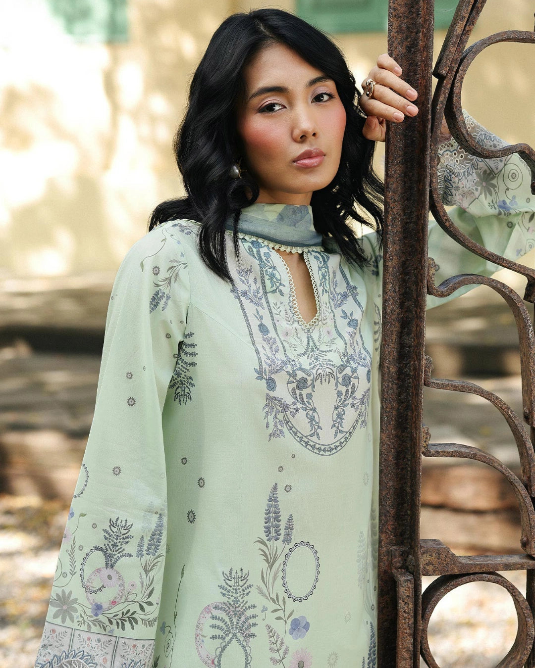 Qalamkar Qprints | Digital Printed Lawn Chikankari Embroidered Unstitched Suit |ASHA