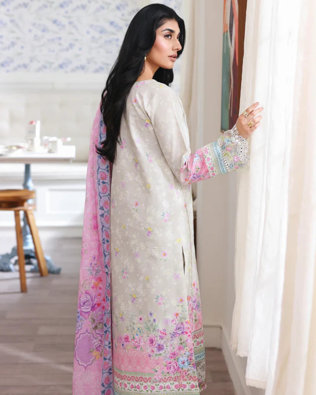 NISSA Floral Symphony – Embroidered & Printed Lawn Suit by Rajbari (Unstitched) 08