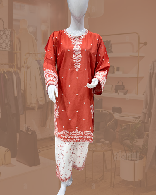 Bin Ishaq Embroidered Lawn Stitched 2 Piece Suit