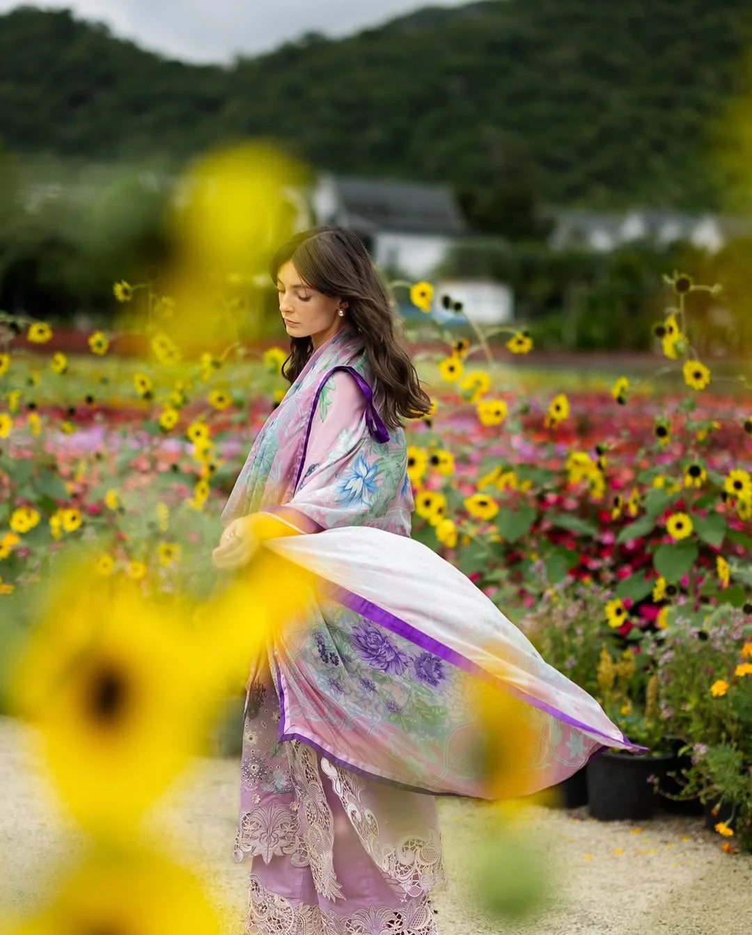 Peony Glow – Chikan Embroidered Lawn with Silk Dupatta