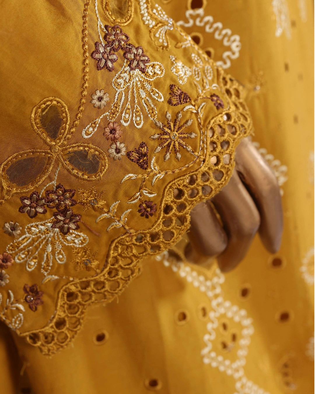 HZ Muse-Embroidered 3 Piece Outfit Stitched Suite MUSTARD (CSE-3P-216)