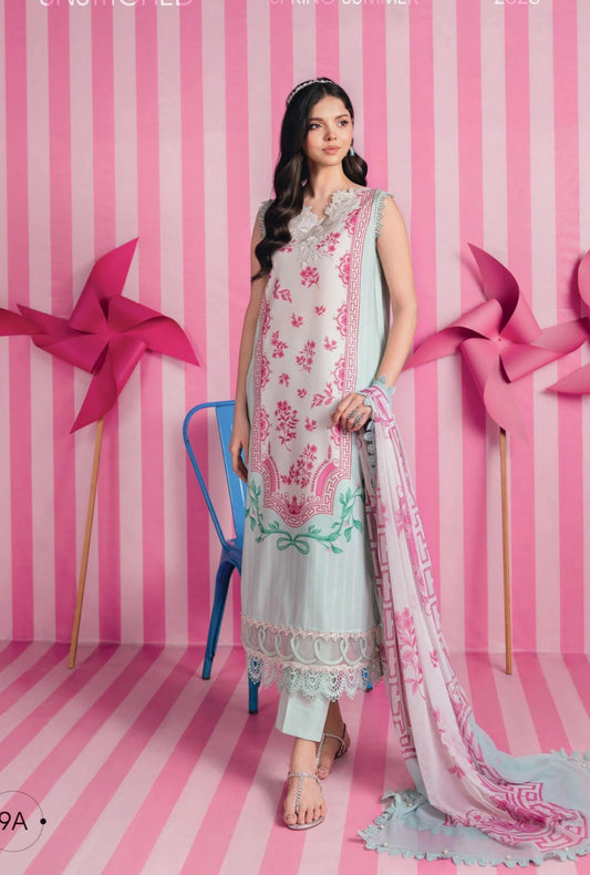MariaB MBasics Printed & Embroidered Lawn Unstitched 3 Piece Suit (unstitched)