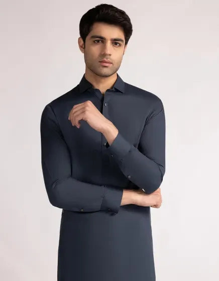 Blue Blended Stitched Casual Kameez with Shalwar – Regular Fit