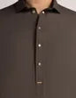 Dark Brown Blended Stitched Casual Kameez with Shalwar – Regular Fit
