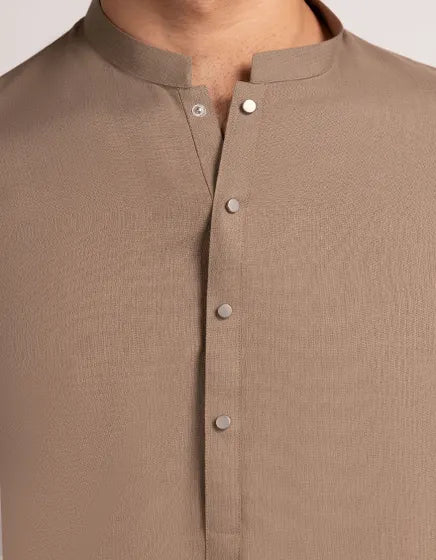 Light Brown Blended Semi-Formal Stitched Kameez Shalwar – Regular Fit