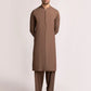 Brown Cotton Blended Semi-Formal Stitched Kameez Shalwar – Regular Fit