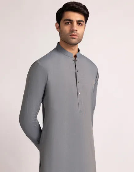 Denim Blue Blended Semi-Formal Stitched Kameez Shalwar – Regular Fit