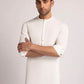 Off White Blended Stitched Kurta with Trousers – Regular Fit