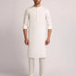Off White Blended Stitched Kurta with Trousers – Regular Fit