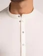 Off White Blended Stitched Kurta with Trousers – Regular Fit