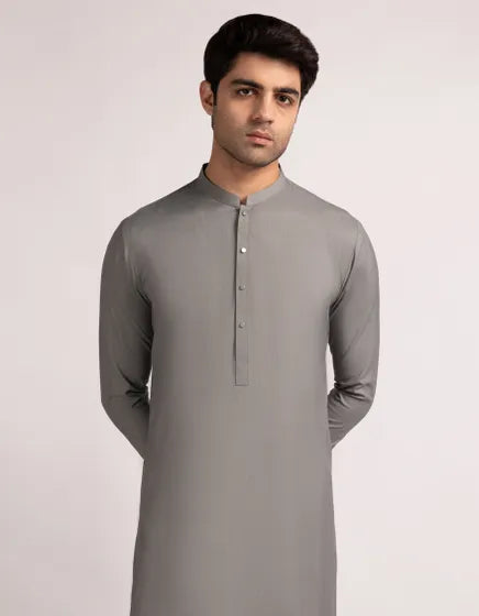 Grey Casual Blended Semi-Formal Stitched Kameez Shalwar – Regular Fit
