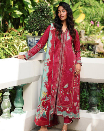 Qalamkar Qprints | Digital Printed Lawn Chikankari Embroidered Unstitched Suit | BRIE