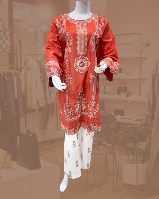 Bin Ishaq Embroidered Lawn Stitched 2 Piece Suit