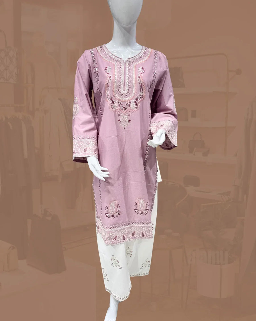 Bin Ishaq Embroidered Lawn Stitched 2 Piece Suit