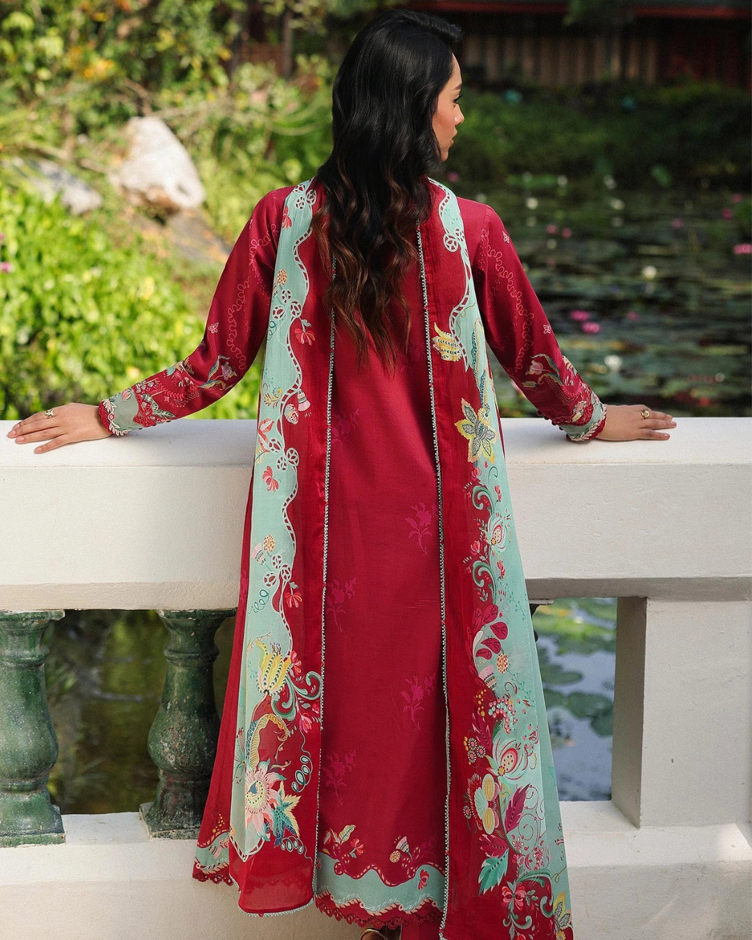 Qalamkar Qprints | Digital Printed Lawn Chikankari Embroidered Unstitched Suit | BRIE