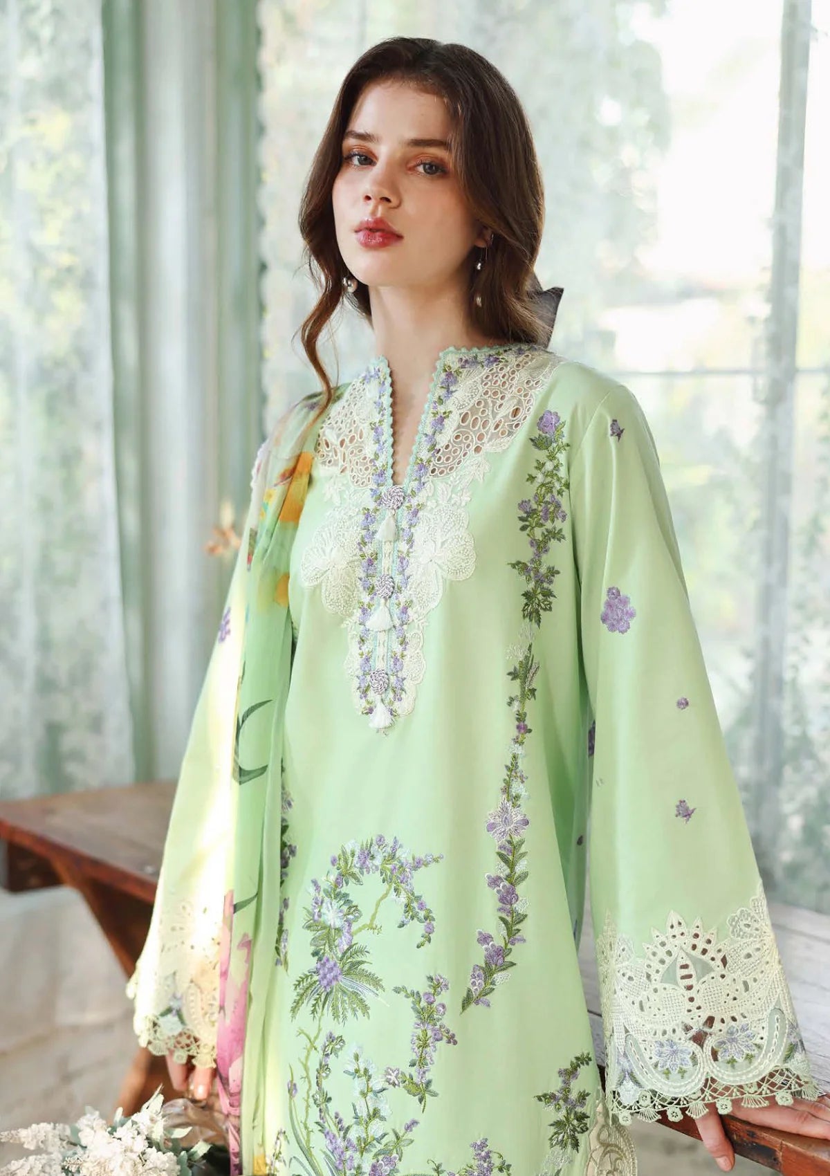 Hemline By Mushq - Secret Garden 26 Unstitched Suit (Verdant Bloom)