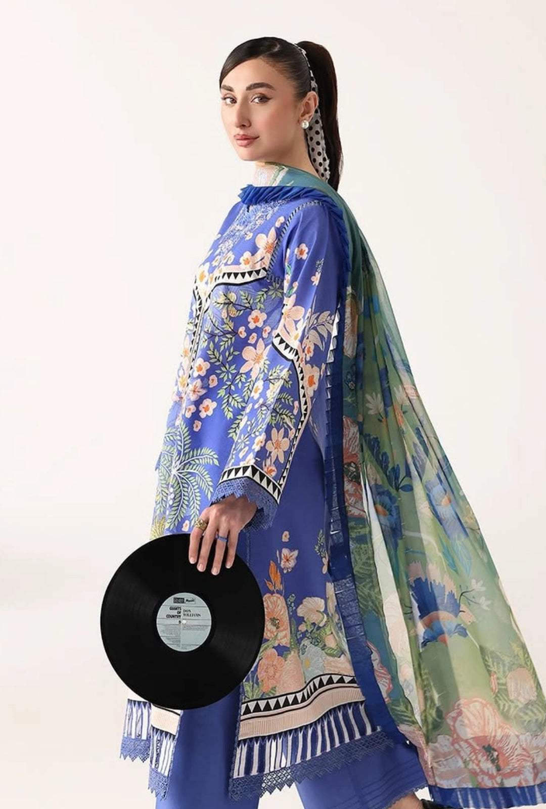 Roheenaz Rosette  Breeze of Dawn 3-Piece Unstitched Lawn Suit | Printed Shirt with Embroidered Neckline & Chiffon Dupatta