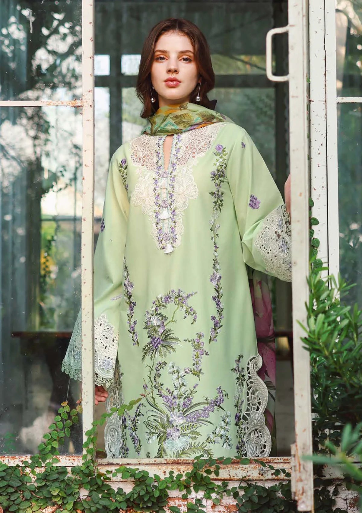 Hemline By Mushq - Secret Garden 26 Unstitched Suit (Verdant Bloom)