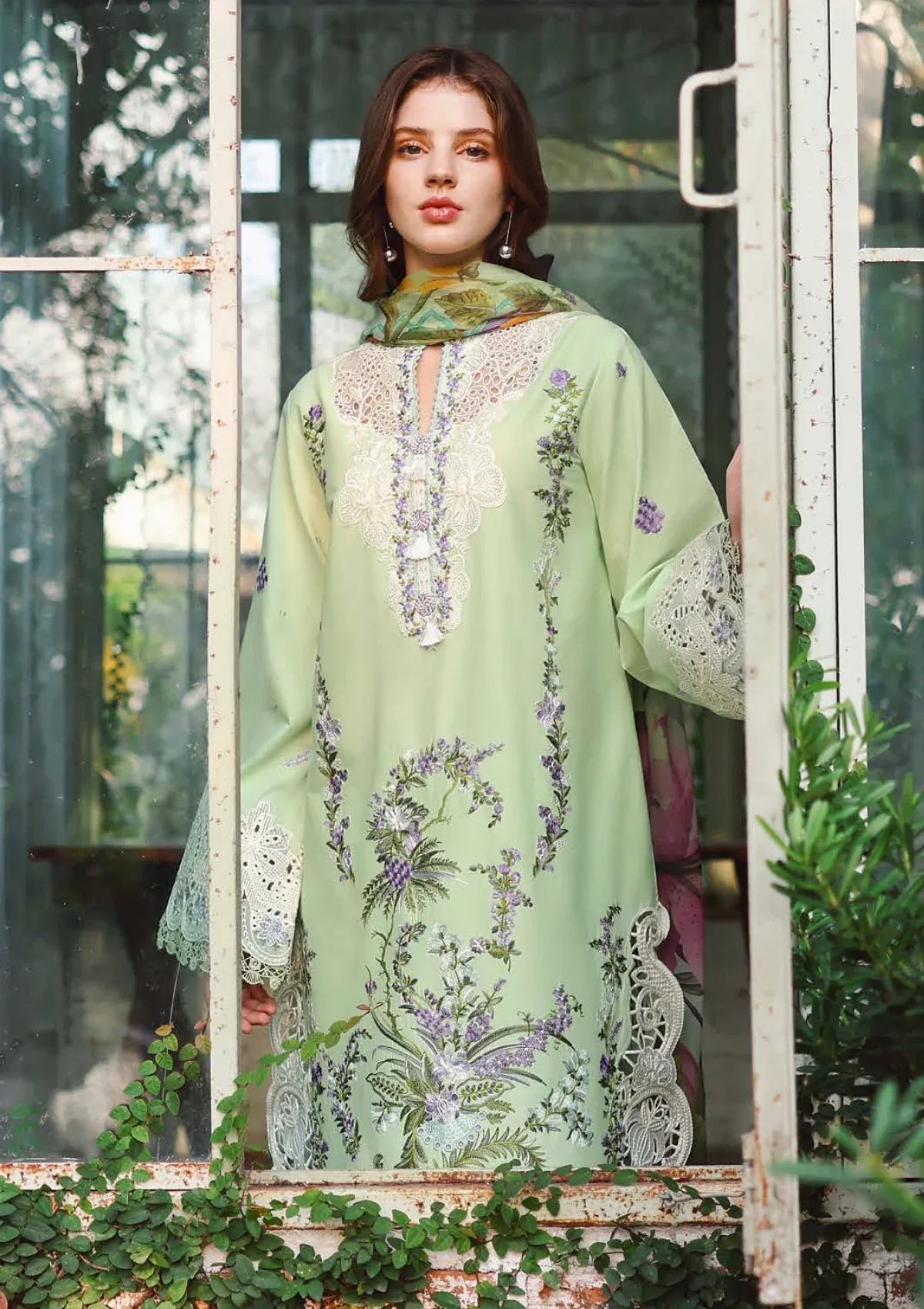 Hemline By Mushq - Secret Garden 26 Unstitched Suit (Verdant Bloom)