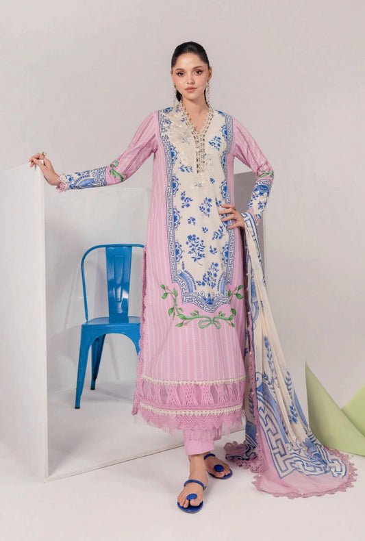MariaB MBasics Printed & Embroidered Lawn Unstitched 3 Piece Suit (unstitched)