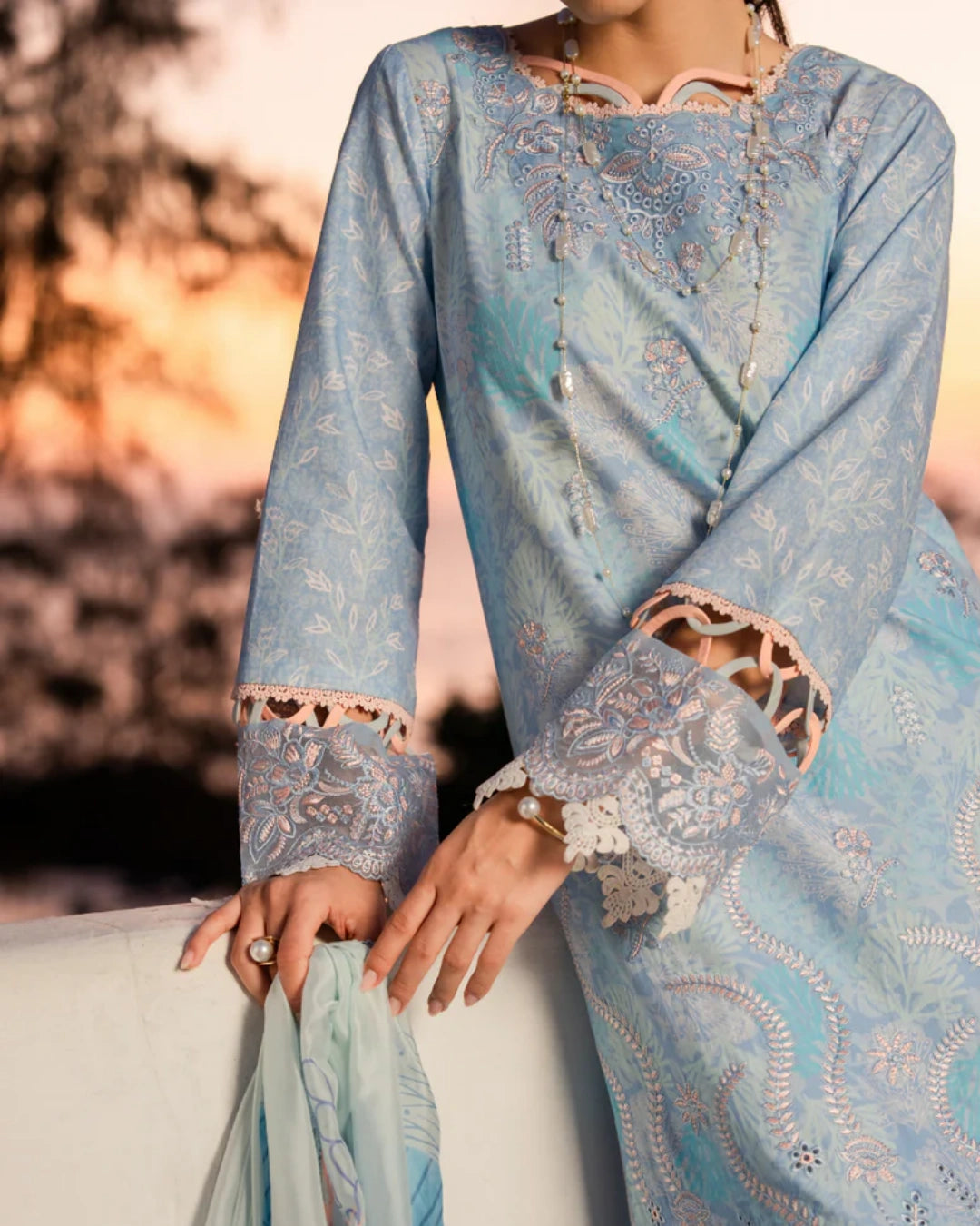 Aabyaan Shezlin Chikankari Lawn 2026 – Embroidered 3 Piece Suit (Unstitched) AZ-09