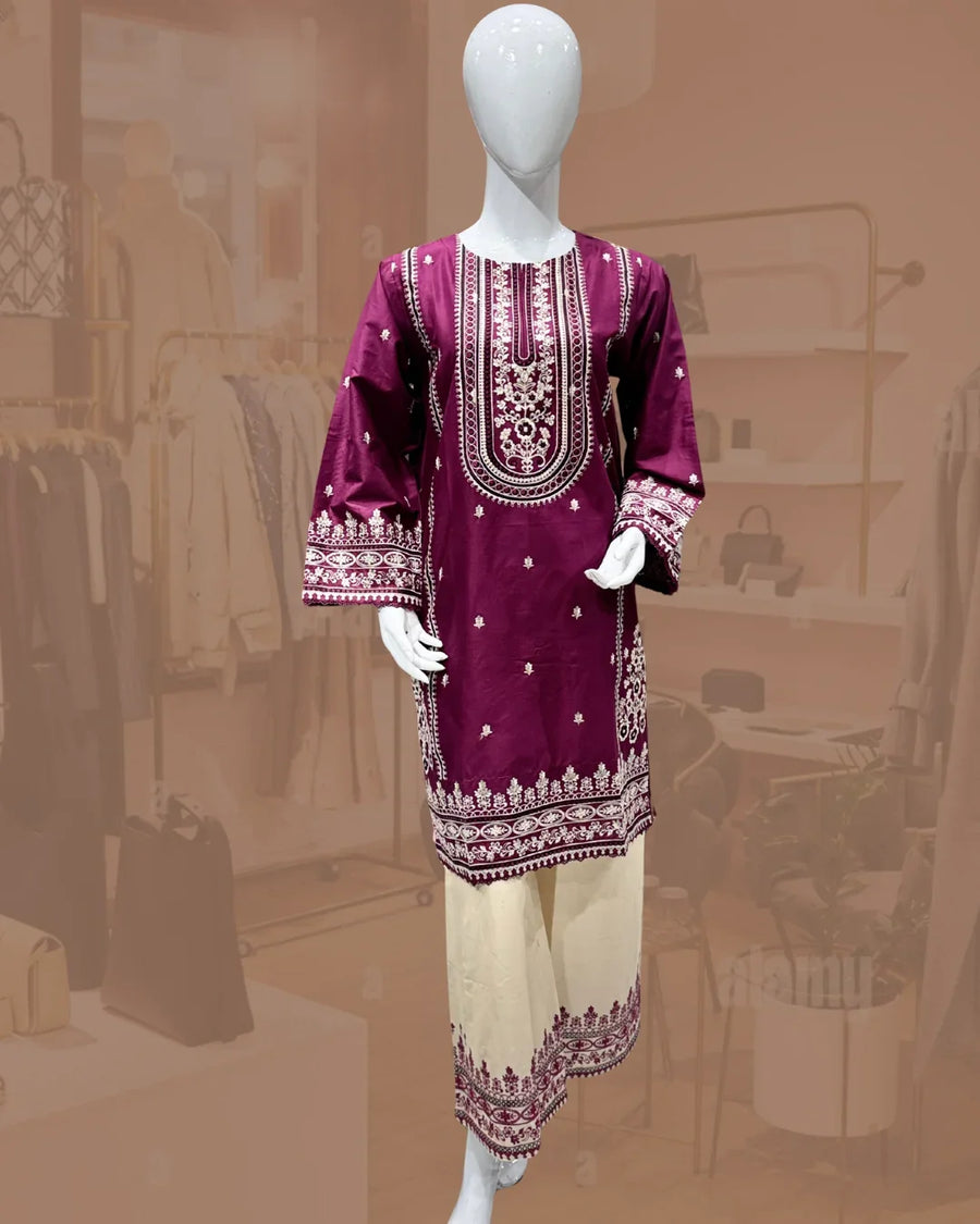 Bin Ishaq Embroidered Lawn Stitched 2 Piece Suit
