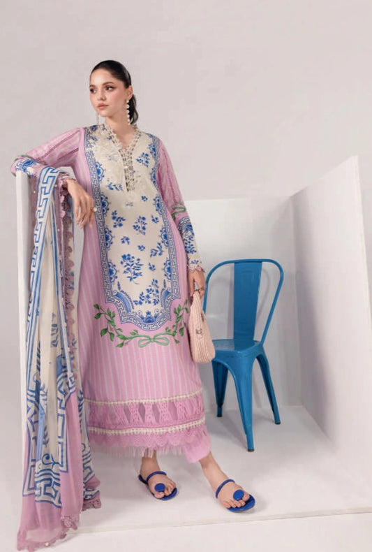 MariaB MBasics Printed & Embroidered Lawn Unstitched 3 Piece Suit (unstitched)