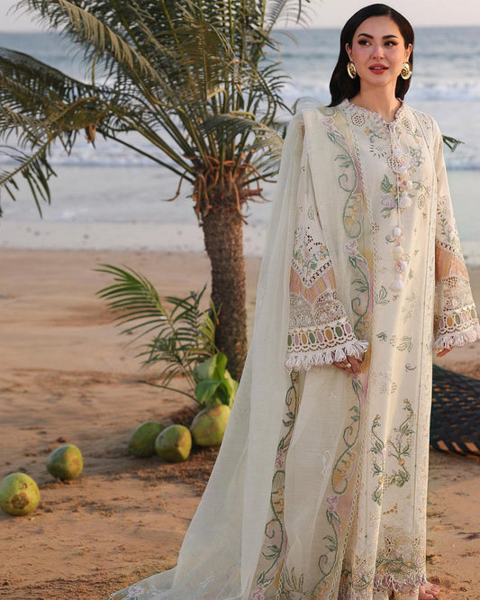 Qalamkar 3-Piece Chikankari Embroidered Luxury Lawn Suit (Unstitched) SA #10