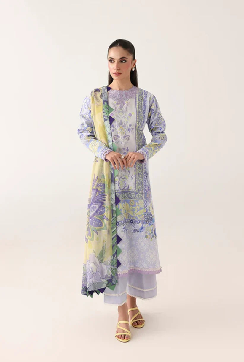 Roheenaz Rosette 3-Piece stitched Lawn Suit (Blush Meadow)