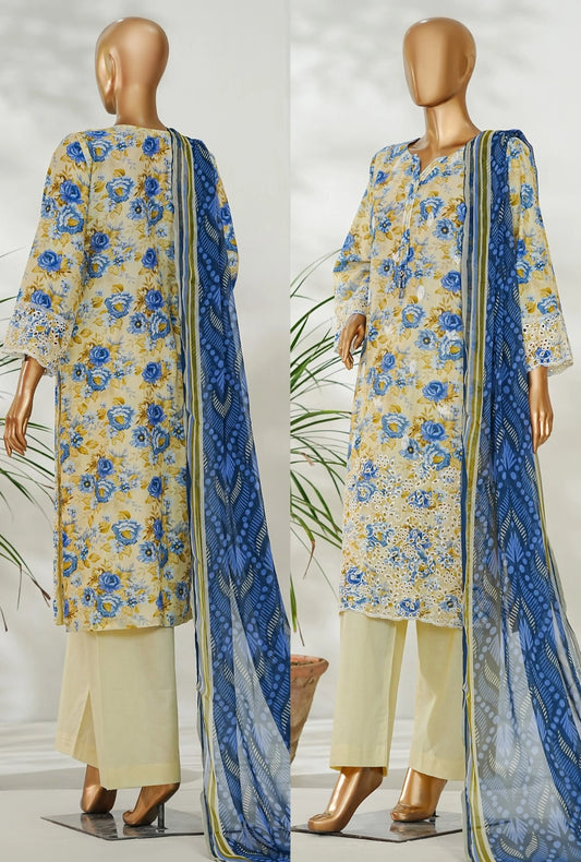 Amna Khadija Ismet Chikankari Embroidered Bana Dora Lawn Stitched 3 Piece Suit - AKC-09 | Beige | Summer