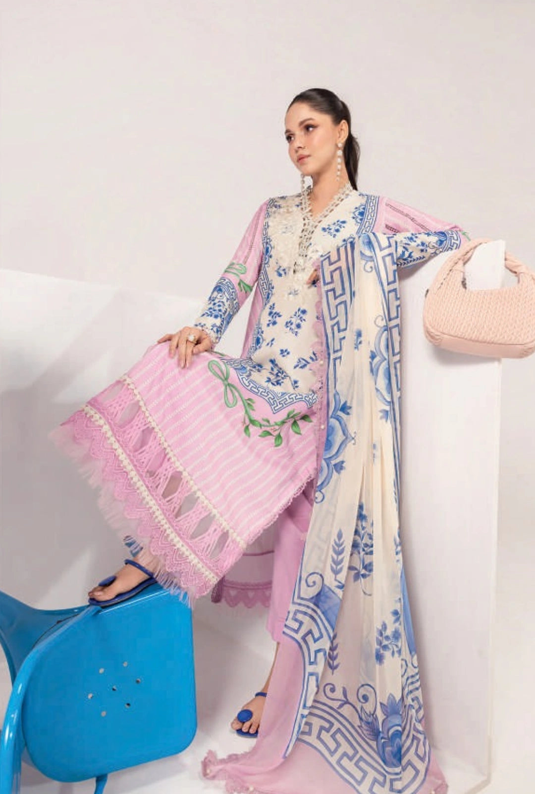 MariaB MBasics Printed & Embroidered Lawn Unstitched 3 Piece Suit (unstitched)