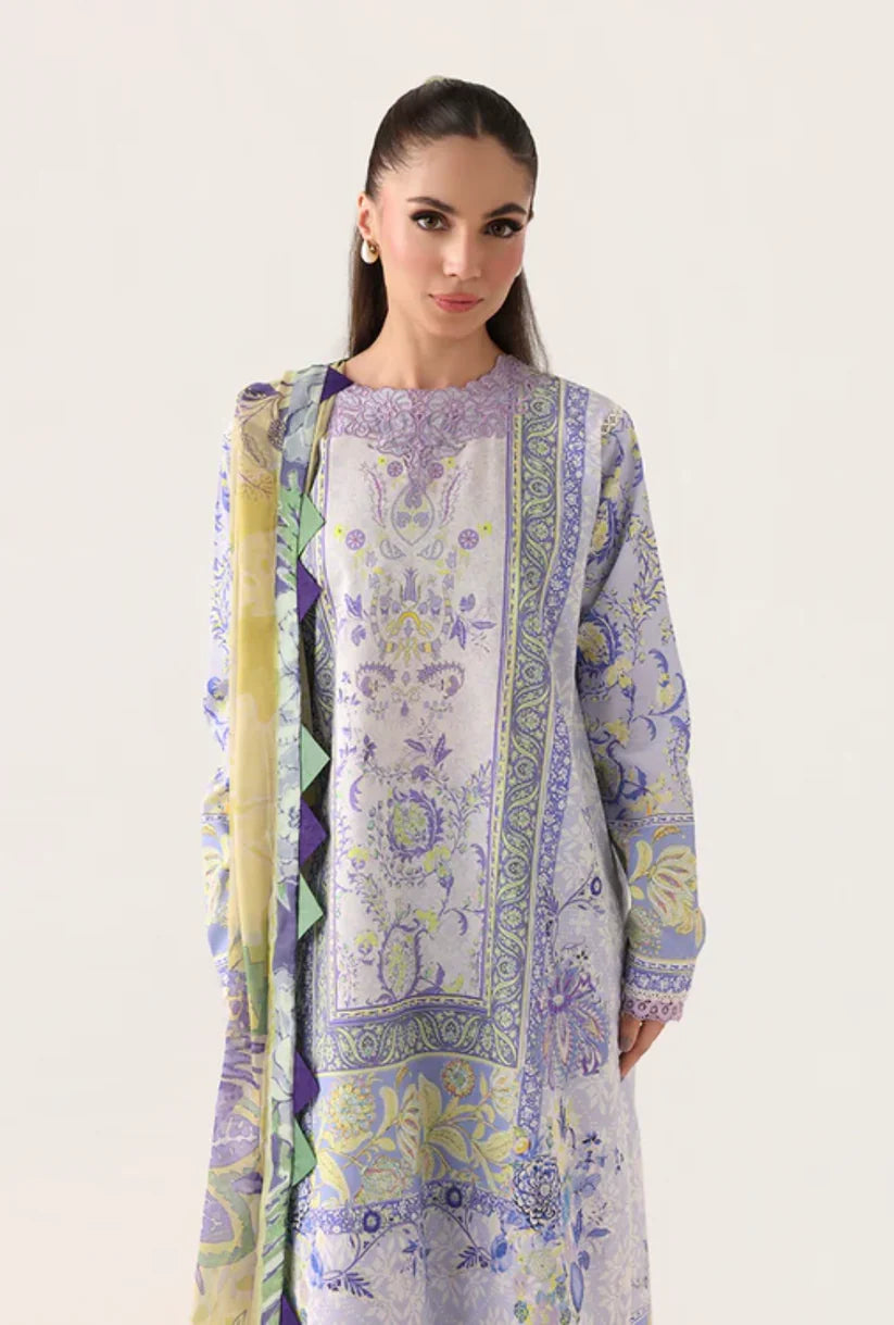 Roheenaz Rosette 3-Piece stitched Lawn Suit (Blush Meadow)