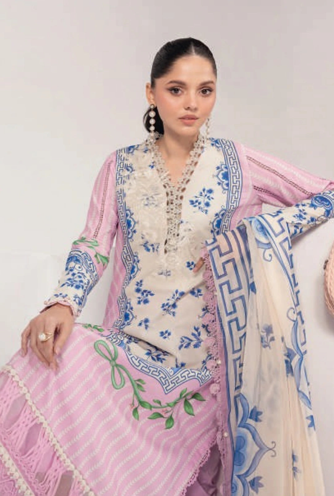 MariaB MBasics Printed & Embroidered Lawn Unstitched 3 Piece Suit (unstitched)